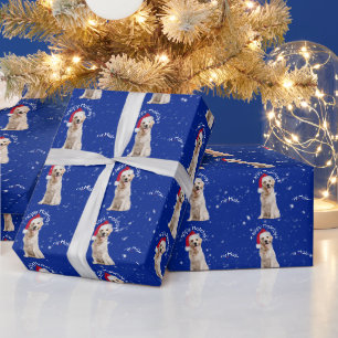 Christmas Golden Retriever In Snowflakes Wrapping Paper