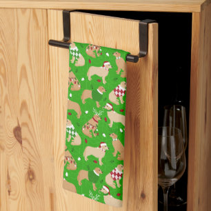 Christmas Golden Retriever Kitchen Towel