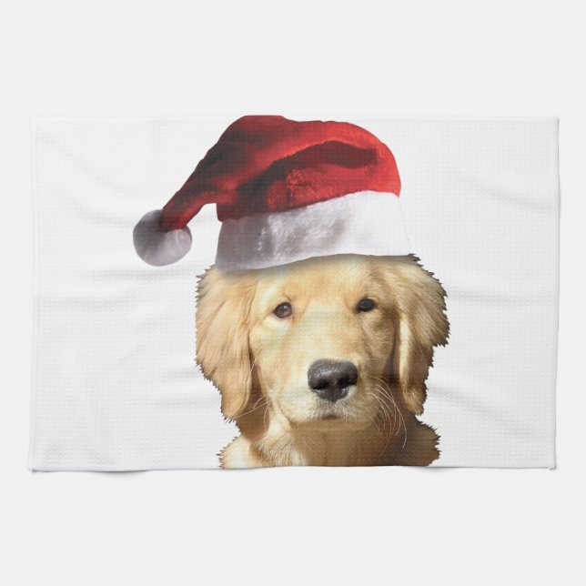 Christmas Golden Retriever Kitchen Towel (Horizontal)