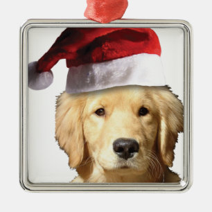 Christmas Golden Retriever Metal Ornament