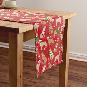 Christmas Golden Retriever Short Table Runner