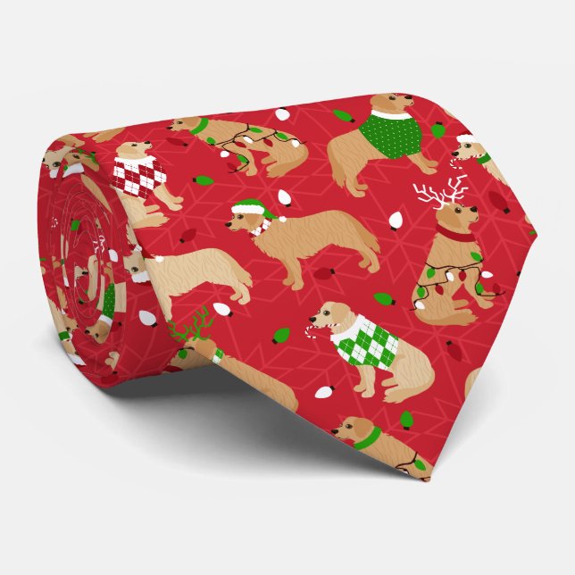Christmas Golden Retriever Tie (Rolled)