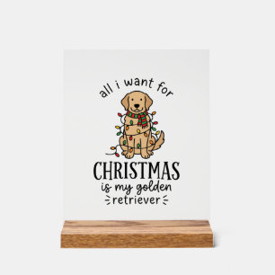 Christmas Golden Retriever Wish List Design Acrylic Sign