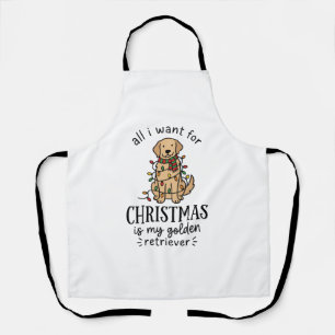 Christmas Golden Retriever Wish List Design Apron