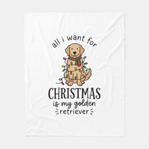 Christmas Golden Retriever Wish List Design Fleece Blanket