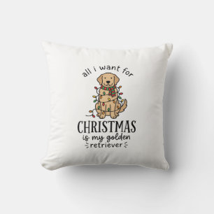 Christmas Golden Retriever Wish List Design Throw Pillow