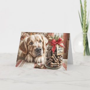 Christmas Golden Retriever With Dog Treats Holiday Card