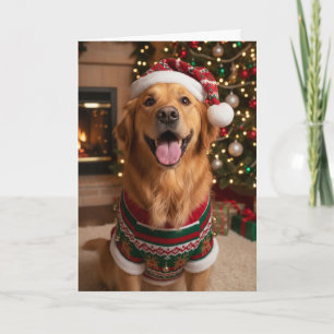 Christmas Golden Retriver Dog Custom Holiday Card