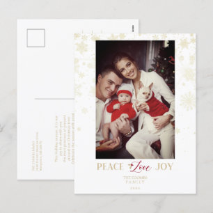 Christmas Golden Snowflakes & Holly Custom Photo Holiday Postcard