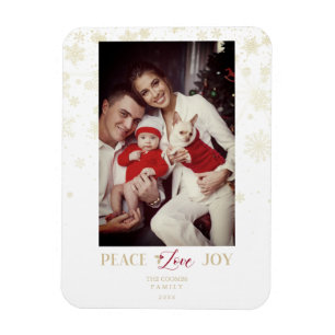 Christmas Golden Snowflakes & Holly Custom Photo Magnet