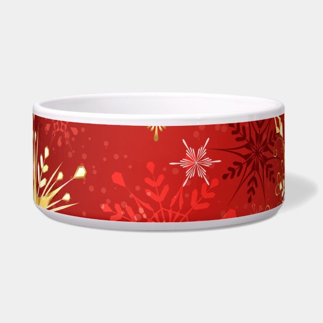 Christmas Golden Snowflakes on Red Background (Front)