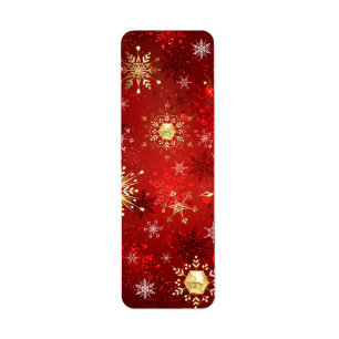 Christmas Golden Snowflakes on Red Background