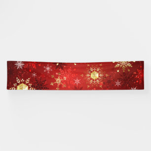 Christmas Golden Snowflakes on Red Background Banner