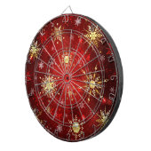 Christmas Golden Snowflakes on Red Background Dartboard (Front Right)