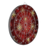 Christmas Golden Snowflakes on Red Background Dartboard (Front Left)