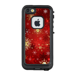 Christmas Golden Snowflakes on Red Background LifeProof FRÄ’ iPhone SE/5/5s Case