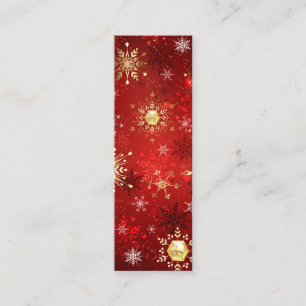 Christmas Golden Snowflakes on Red Background Loyalty Card