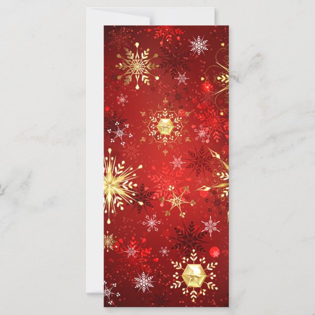 Christmas Golden Snowflakes on Red Background Magnetic Invitation (Front)