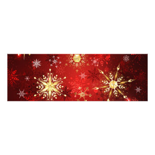 Christmas Golden Snowflakes on Red Background Photo Print
