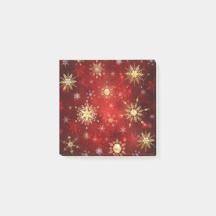 Christmas Golden Snowflakes on Red Background Post-it Notes
