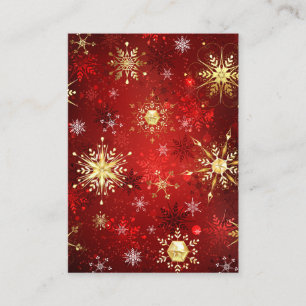 Christmas Golden Snowflakes on Red Background Referral Card