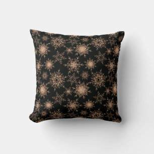 Christmas, Golden snowflakes, winter, new year, Throw Pillow