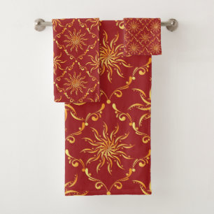 Christmas Golden Sun Pattern Bath Towel Set