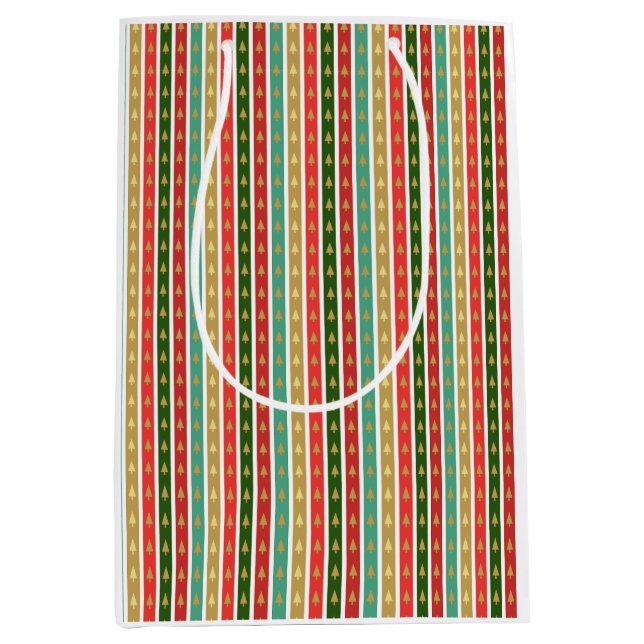 Christmas golden trees patterns - Elegant and Chic Medium Gift Bag (Front)