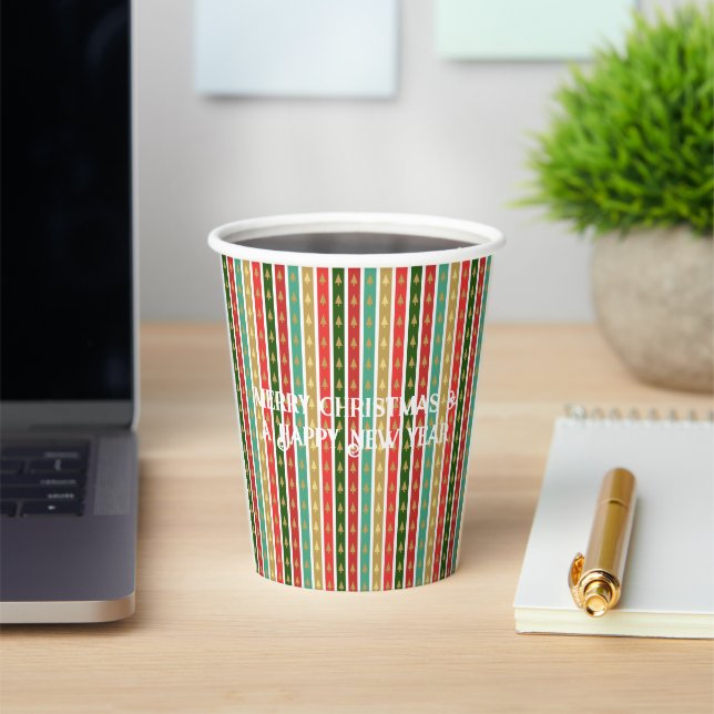 Christmas golden trees patterns - Elegant and Chic Paper Cups (Insitu)
