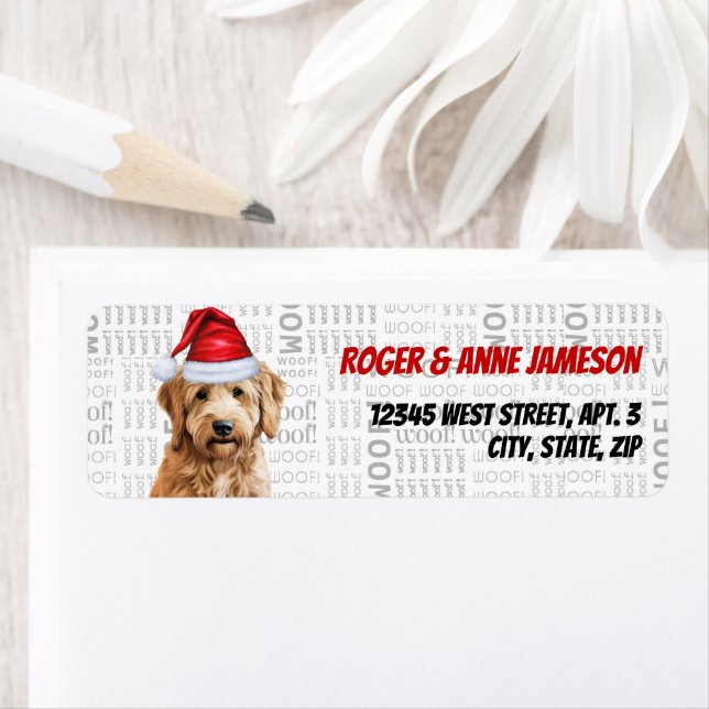 Christmas Goldendoodle Dog Lover Return Address (Insitu)