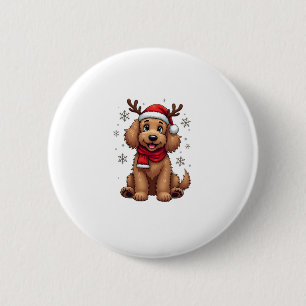 Christmas Goldendoodle Dog Reindeer Holiday Doodle 2 Inch Round Button