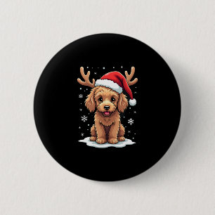 Christmas Goldendoodle Dog Reindeer Holiday Doodle 2 Inch Round Button