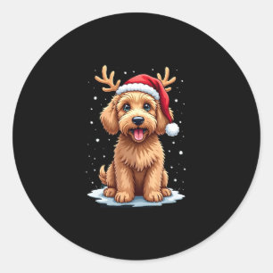 Christmas Goldendoodle Dog Reindeer Holiday Doodle Classic Round Sticker