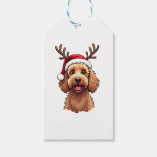 Christmas Goldendoodle Dog Reindeer Holiday Doodle Gift Tags