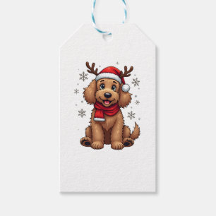 Christmas Goldendoodle Dog Reindeer Holiday Doodle Gift Tags