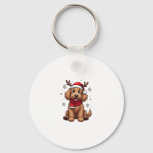 Christmas Goldendoodle Dog Reindeer Holiday Doodle Keychain