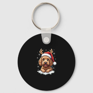 Christmas Goldendoodle Dog Reindeer Holiday Doodle Keychain