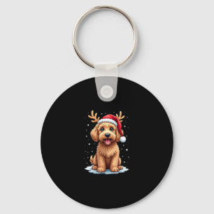 Christmas Goldendoodle Dog Reindeer Holiday Doodle Keychain