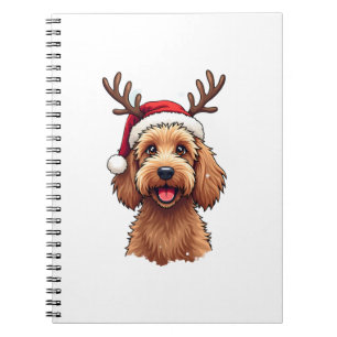 Christmas Goldendoodle Dog Reindeer Holiday Doodle Notebook