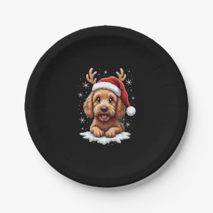 Christmas Goldendoodle Dog Reindeer Holiday Doodle Paper Plate