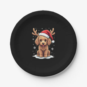 Christmas Goldendoodle Dog Reindeer Holiday Doodle Paper Plate