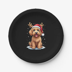 Christmas Goldendoodle Dog Reindeer Holiday Doodle Paper Plate