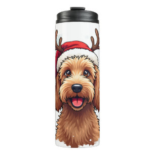 Christmas Goldendoodle Dog Reindeer Holiday Doodle Thermal Tumbler