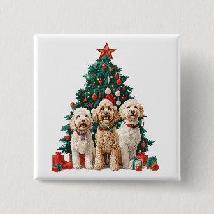 Christmas Goldendoodle Dogs 2 Inch Square Button