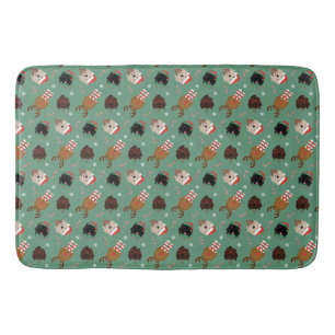 Christmas Goldendoodle Dogs Bath Mat