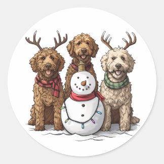 Christmas Goldendoodle Dogs Classic Round Sticker