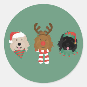 Christmas Goldendoodle Dogs Classic Round Sticker