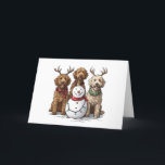 Christmas Goldendoodle Dogs Holiday Card<br><div class="desc">Cute illustration of Goldendoodle dogs dressed in holiday attire. Perfect for pet lovers and owners during the holiday season.</div>