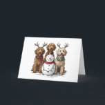 Christmas Goldendoodle Dogs Holiday Card<br><div class="desc">Cute illustration of Goldendoodle dogs dressed in holiday attire. Perfect for pet lovers and owners during the holiday season.</div>