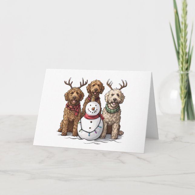 Christmas Goldendoodle Dogs Holiday Card (Front)
